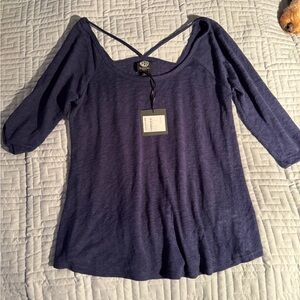 Bobeau Women's Long Sleeve Top in Deep Blue